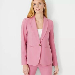 Ann Taylor Pink Single-Button Notch Lapel Blazer
